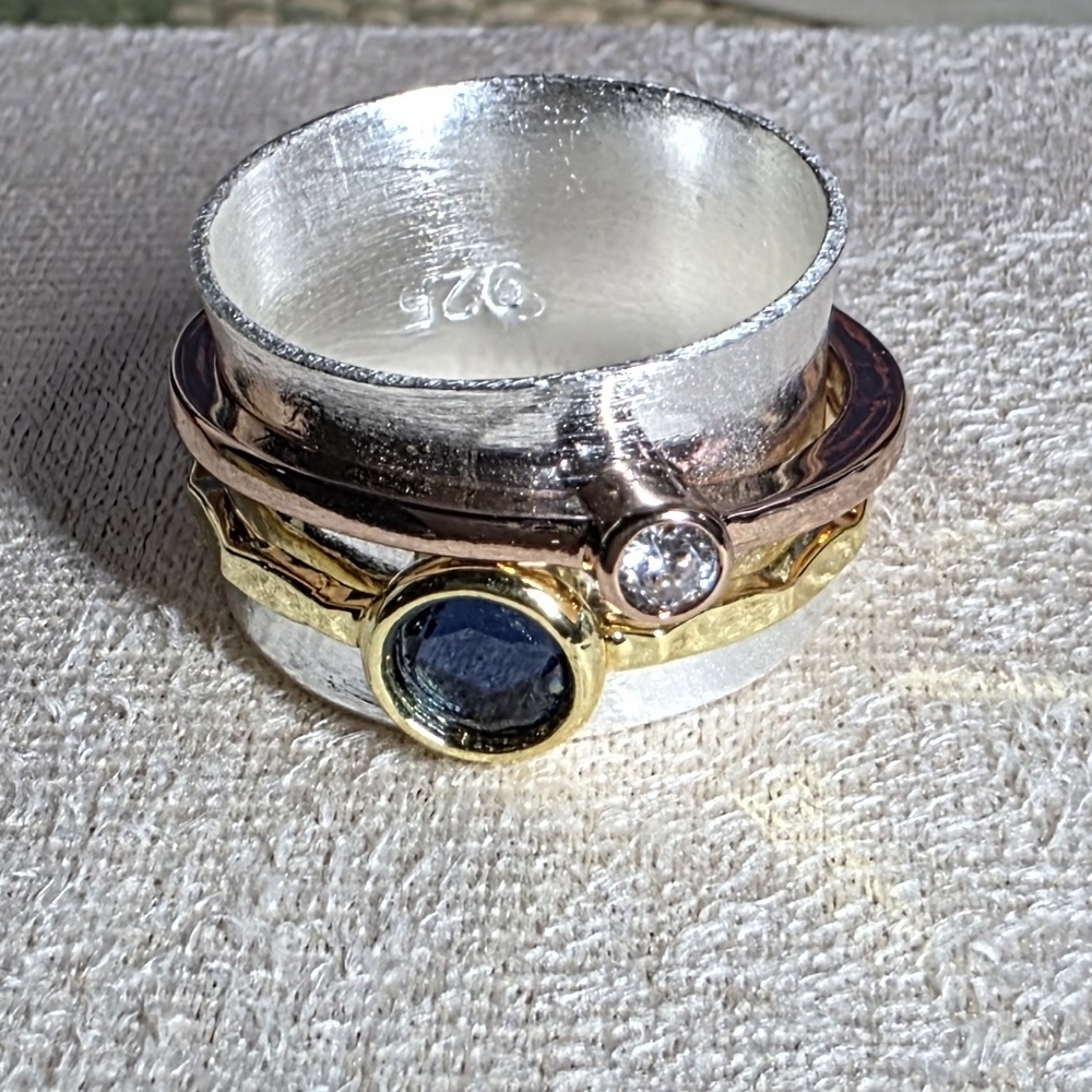 Trio-Tone Gemstone Ring Set (1150)